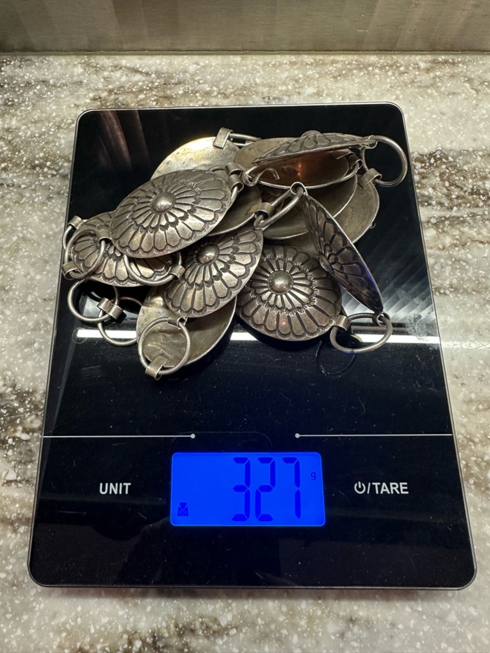 Sterling silver native made concho link belt